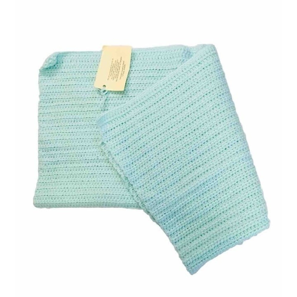 New Handmade Baby Crib Blanket Afghan Blue Green Soft 28x 28 inches